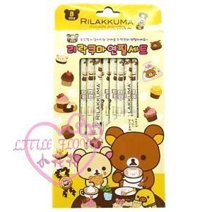 ♥小花花日本精品♥Rilakkuma懶懶熊 拉拉熊 懶妹小雞B鉛筆 下午茶蛋糕八入組 60027603