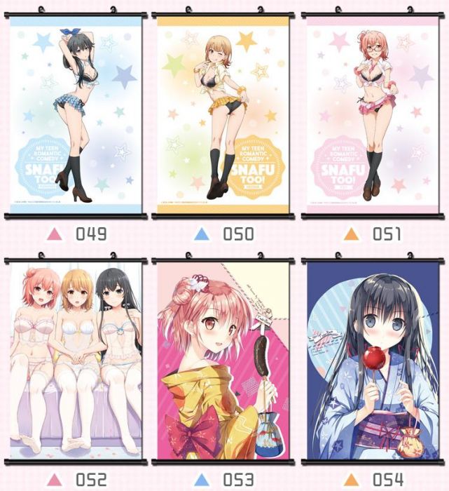 買動漫 ミ Star恆星 果然我的青春戀愛喜劇搞錯了比企谷八幡雪之下雪乃由比濱結衣一色伊呂波動漫掛畫掛軸絹絲布白畫布