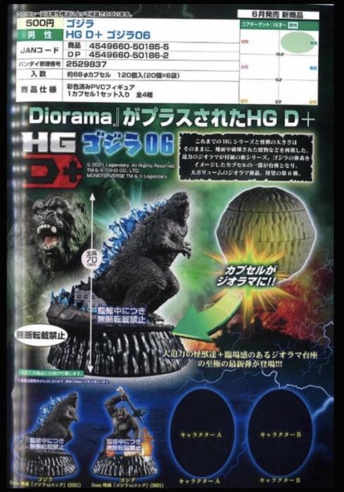 轉蛋概念館~預約 6月 日版 BANDAI 環保扭蛋 哥吉拉大戰金剛 HG D+ 第六彈 P6 一套四款 超商付款免訂金